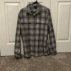 Oakley Black and Gray Plaid Shirt